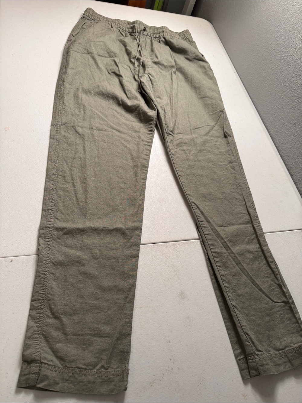 H&M Olive Green Straight-Leg Drawstring Pants